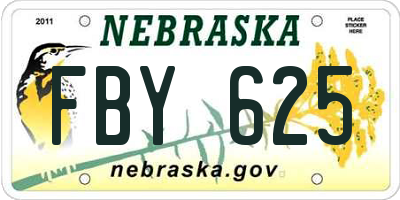NE license plate FBY625