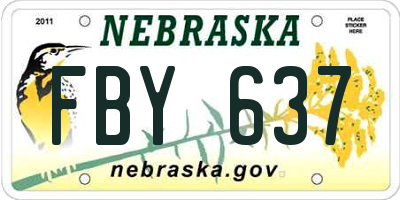 NE license plate FBY637
