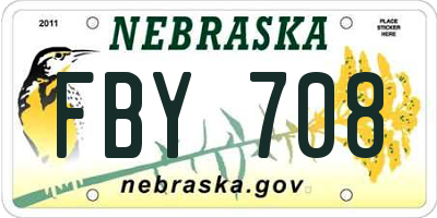 NE license plate FBY708
