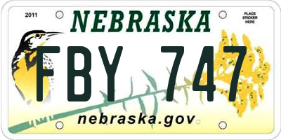 NE license plate FBY747
