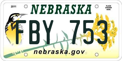 NE license plate FBY753