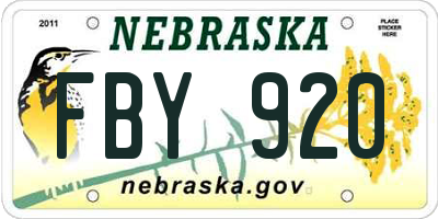 NE license plate FBY920