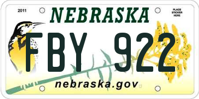 NE license plate FBY922