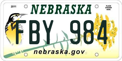 NE license plate FBY984