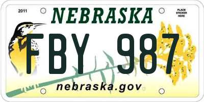 NE license plate FBY987