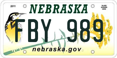 NE license plate FBY989