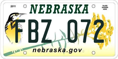 NE license plate FBZ072