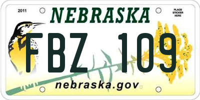 NE license plate FBZ109