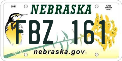 NE license plate FBZ161