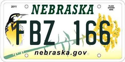 NE license plate FBZ166