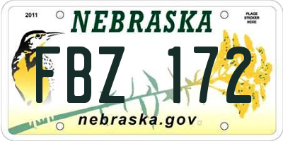 NE license plate FBZ172