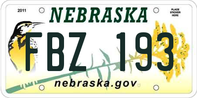 NE license plate FBZ193