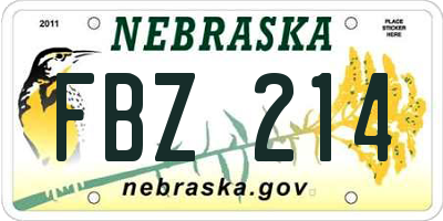 NE license plate FBZ214