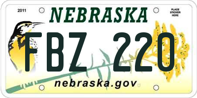 NE license plate FBZ220