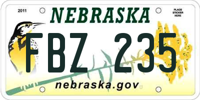 NE license plate FBZ235