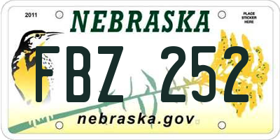 NE license plate FBZ252