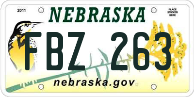NE license plate FBZ263