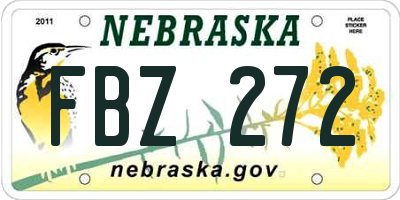NE license plate FBZ272