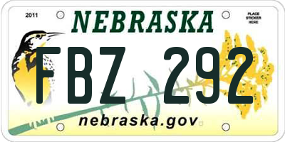 NE license plate FBZ292