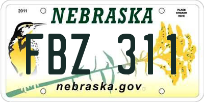 NE license plate FBZ311