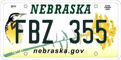 NE license plate FBZ355