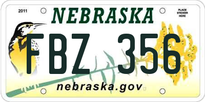 NE license plate FBZ356