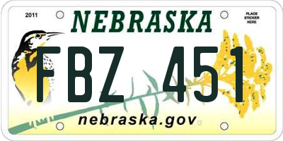 NE license plate FBZ451
