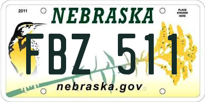 NE license plate FBZ511