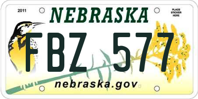 NE license plate FBZ577