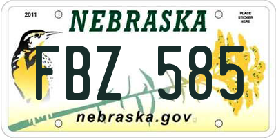 NE license plate FBZ585