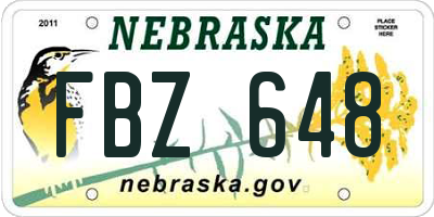 NE license plate FBZ648