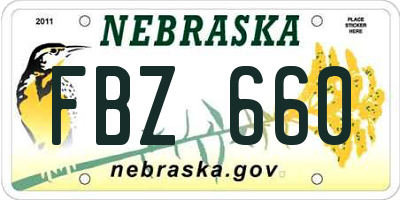 NE license plate FBZ660