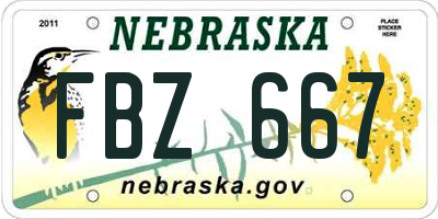 NE license plate FBZ667