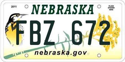 NE license plate FBZ672