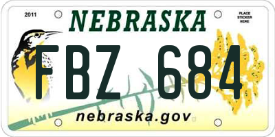 NE license plate FBZ684