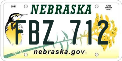 NE license plate FBZ712