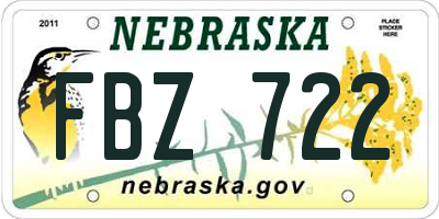 NE license plate FBZ722