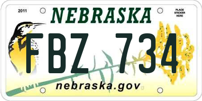 NE license plate FBZ734