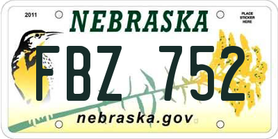 NE license plate FBZ752