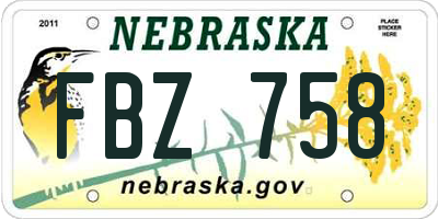 NE license plate FBZ758
