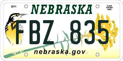 NE license plate FBZ835