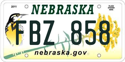 NE license plate FBZ858