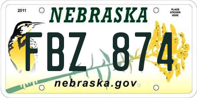 NE license plate FBZ874