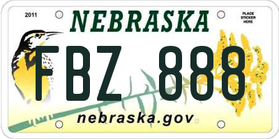 NE license plate FBZ888