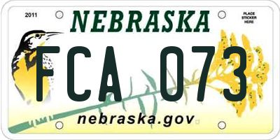 NE license plate FCA073