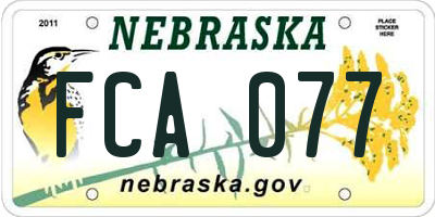 NE license plate FCA077