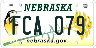 NE license plate FCA079