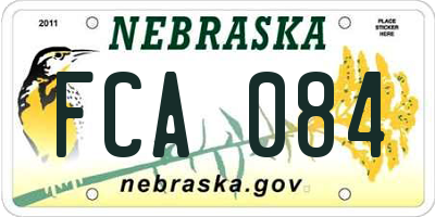 NE license plate FCA084