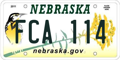 NE license plate FCA114