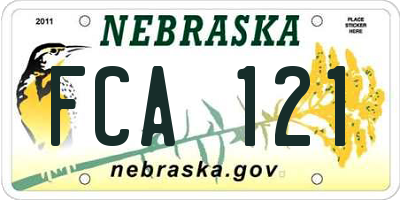 NE license plate FCA121
